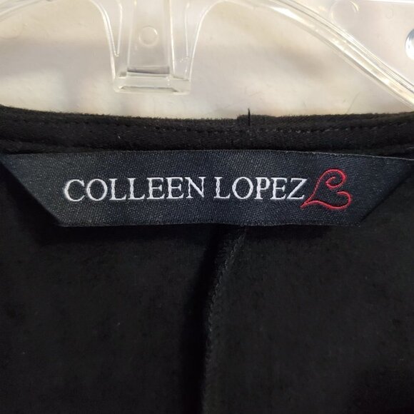 NEW Colleen Lopez Faux Suede Fringe Sleeves Open Front Jacket Waterfall Front M - Picture 5 of 9